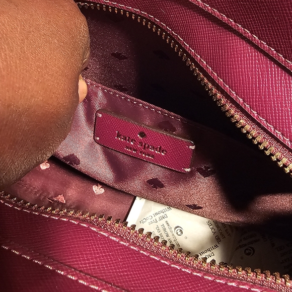 Kate Spade Tinsel Frosted Floral Deep Berry Satchel/Crossbody Bag - Picture 8 of 14